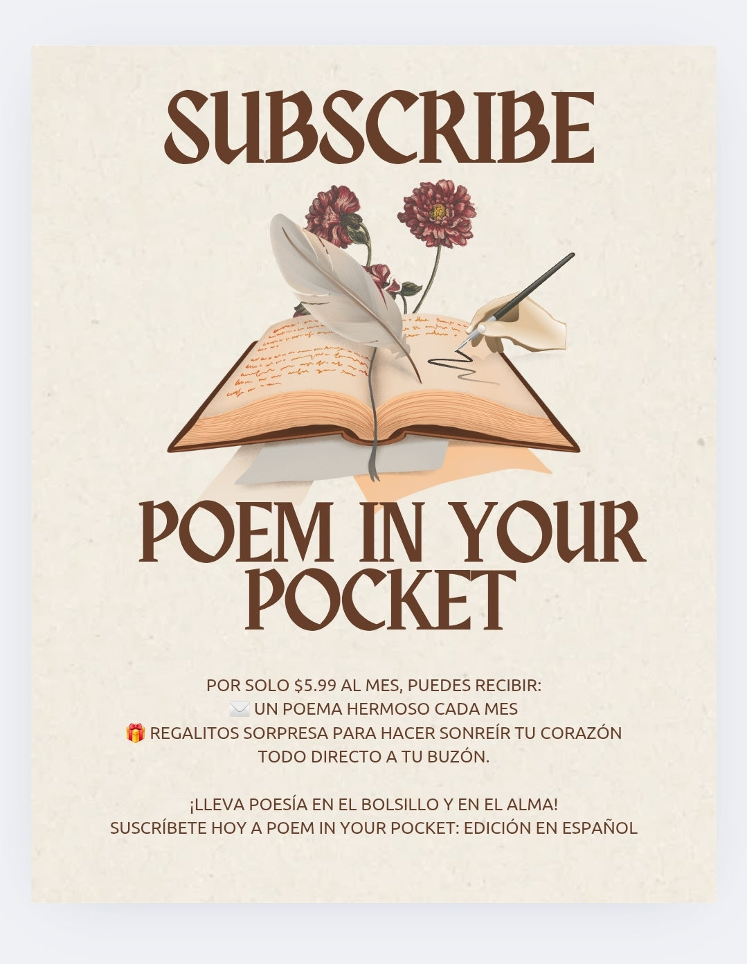 Entre versos y sorpresas: El arte de recibir poesía cada mes".
